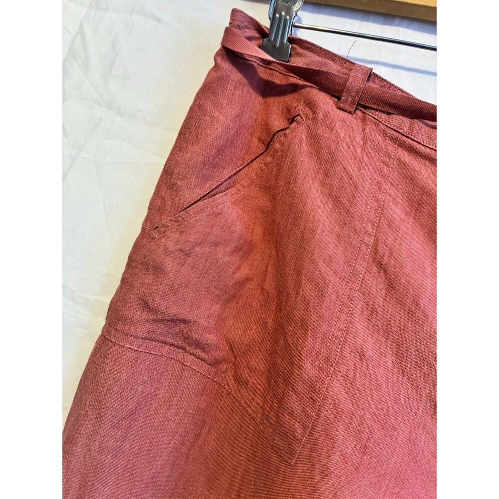 Linden Hill Women’s 100% Linen Wide Leg Pants Size 18 Red Drawstring - Picture 10 of 11